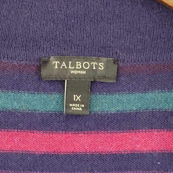 Talbots Lambswool Blend Womens Striped Cardigan Sweater 1X JCT - Picture 4 of 6